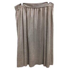 Who What Wear Womens Midi Skirt Size 16W Gold Metallic Pleated A Line Glam